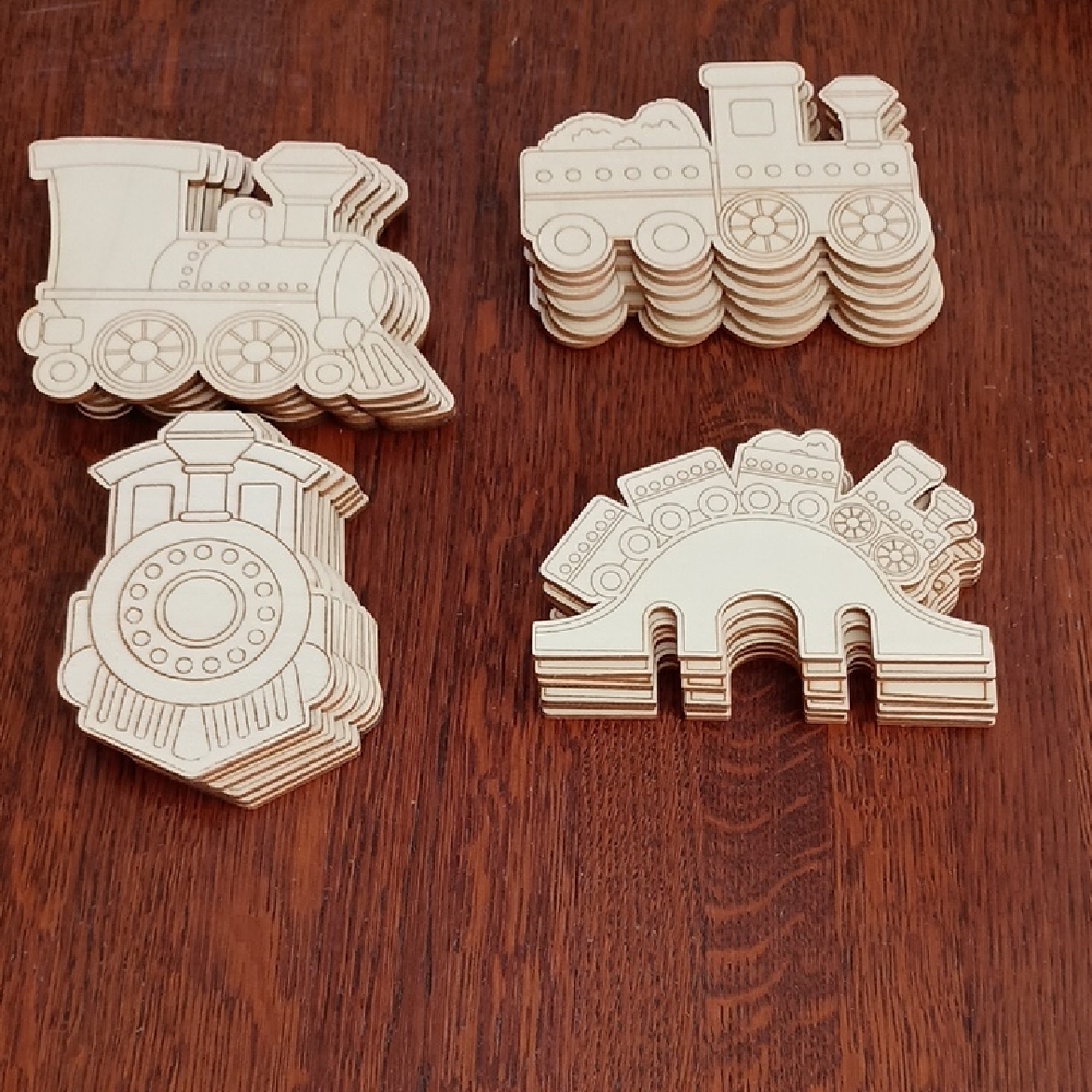Bright Creations Unfinished Wood Train DIY Project Ornaments k250